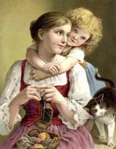 Mother and Child knitting